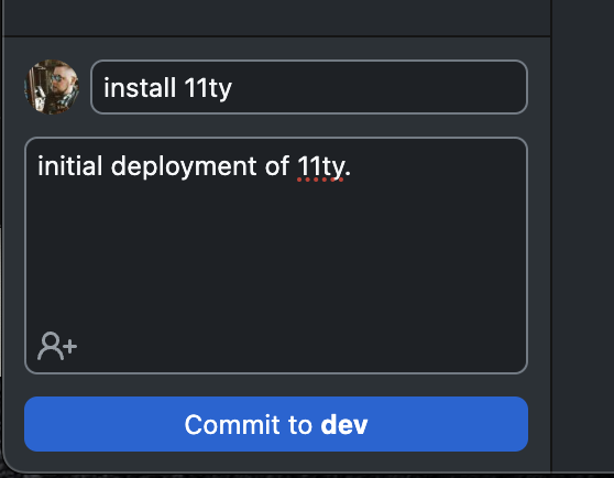 image showing the initial commit from the GitHub Desktop application