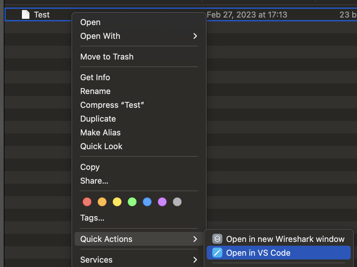 image showing a new Quick Action called "Open in VS Code"