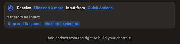 image showing the completed first step in the shortcut