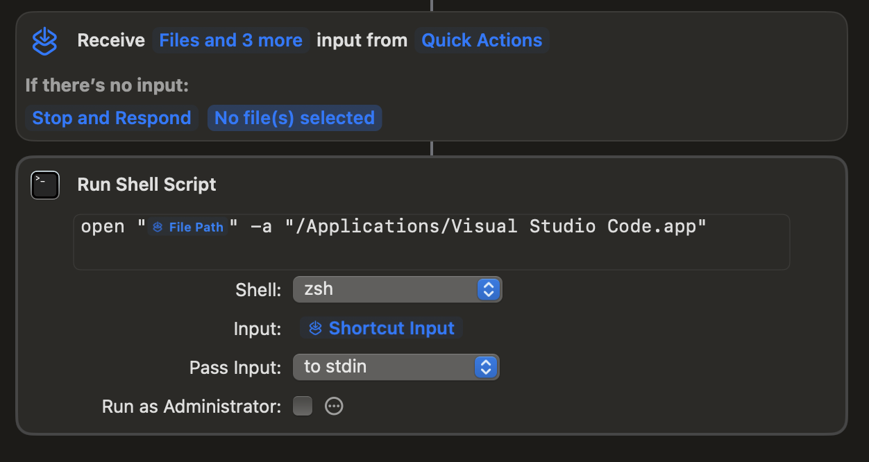 image showing the completed shortcut